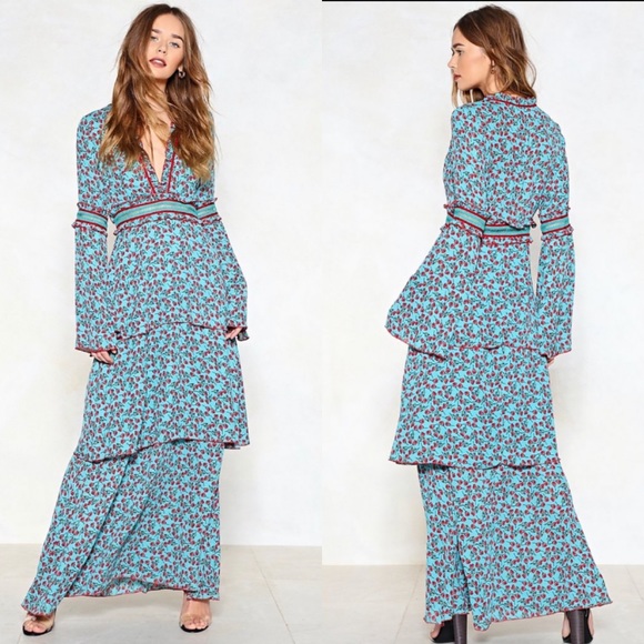 Nasty Gal Dresses & Skirts - Nasty Gal Never Let Me Go Floral Bell sleeve Maxi